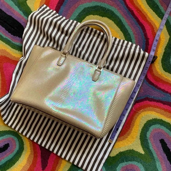 RARE! henri bendel ‘Dalton’ Iridescent Mermaid Large Satchel / Tote Bag
